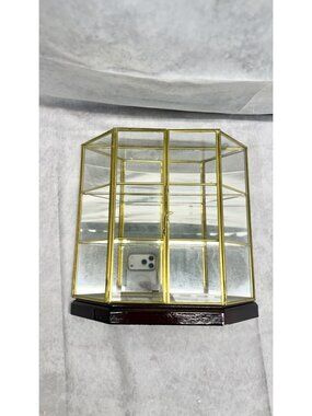MSR Glass Mirror Brass Display Curio 3 Shelf Wall Hanging Vintage 9x9